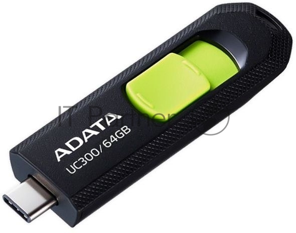 Флешка USB ADATA UC300 (ACHO-UC300-64G-RBK/GN), 64Gb, Type-C USB 3.2, R/W 100/30, черный/зеленый