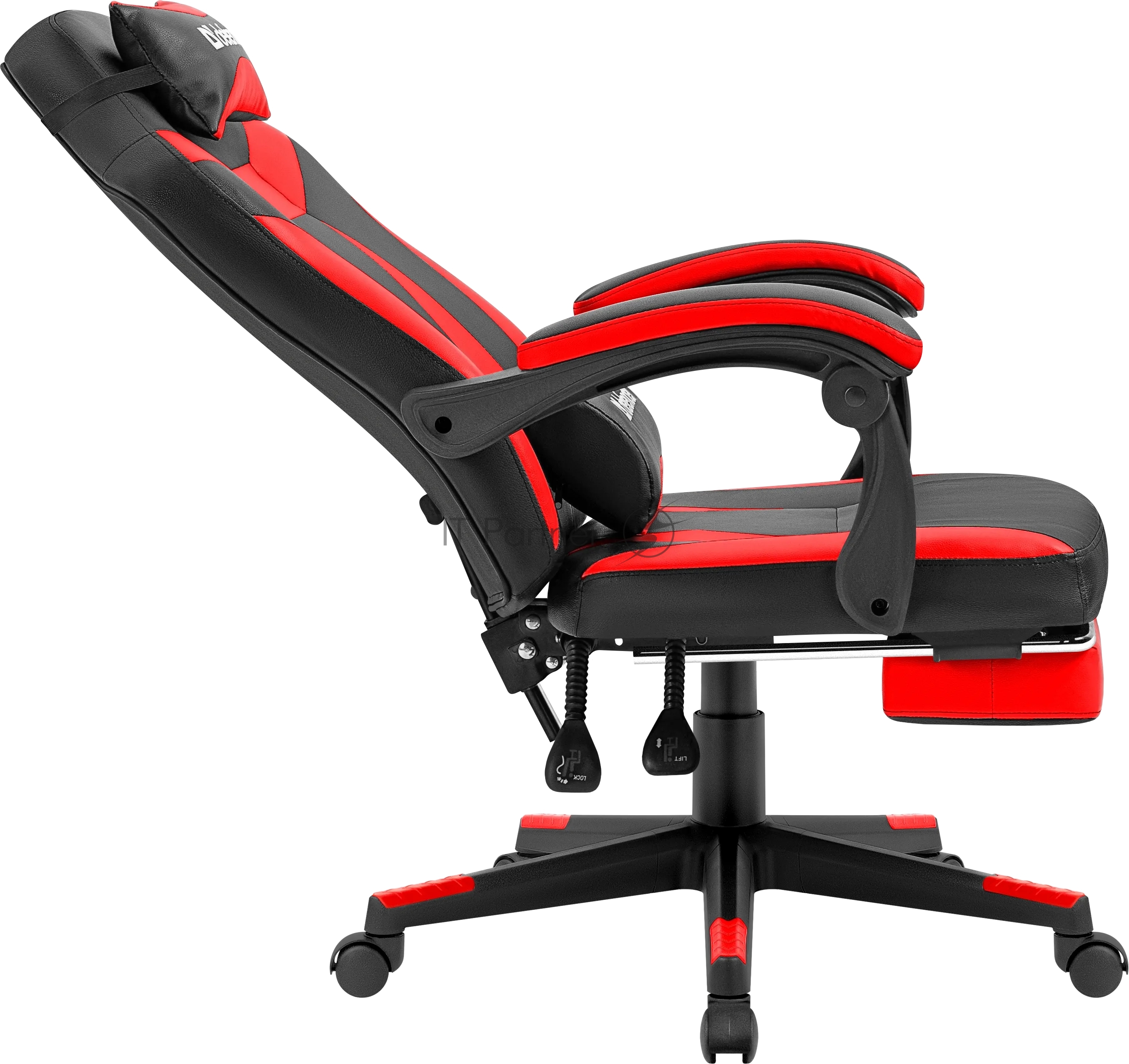 Кресло Defender CRUISER BLACK/RED черный/красный, экокожа, подставка для ног