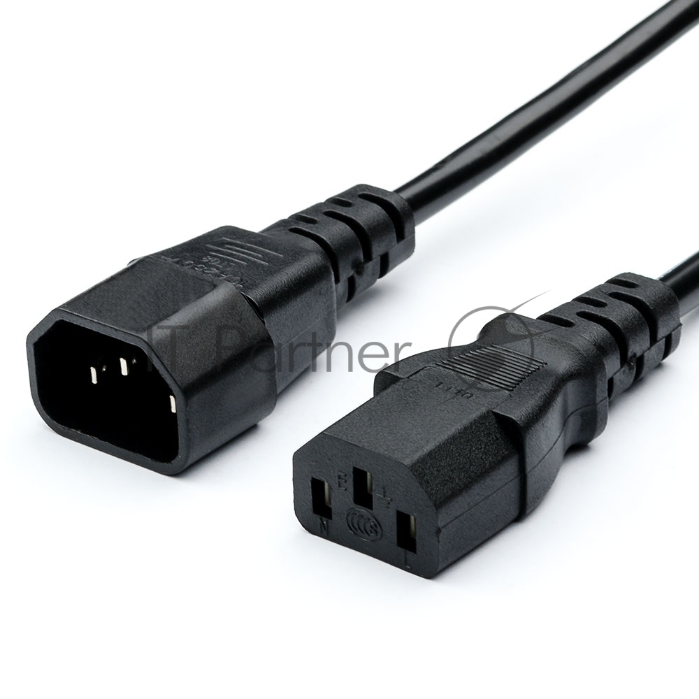 Кабель питания GoPower C14 (m)-C13 (f) 1.8м ПВХ удлинитель черный (1/10/100)