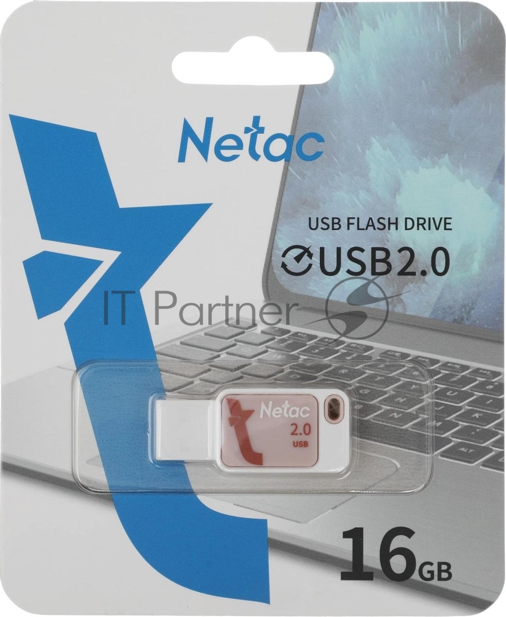 Флешка USB Netac UA31 (NT03UA31N-016G-20P), 16Gb, USB 2.0, R/W 110/45, розовый/белый