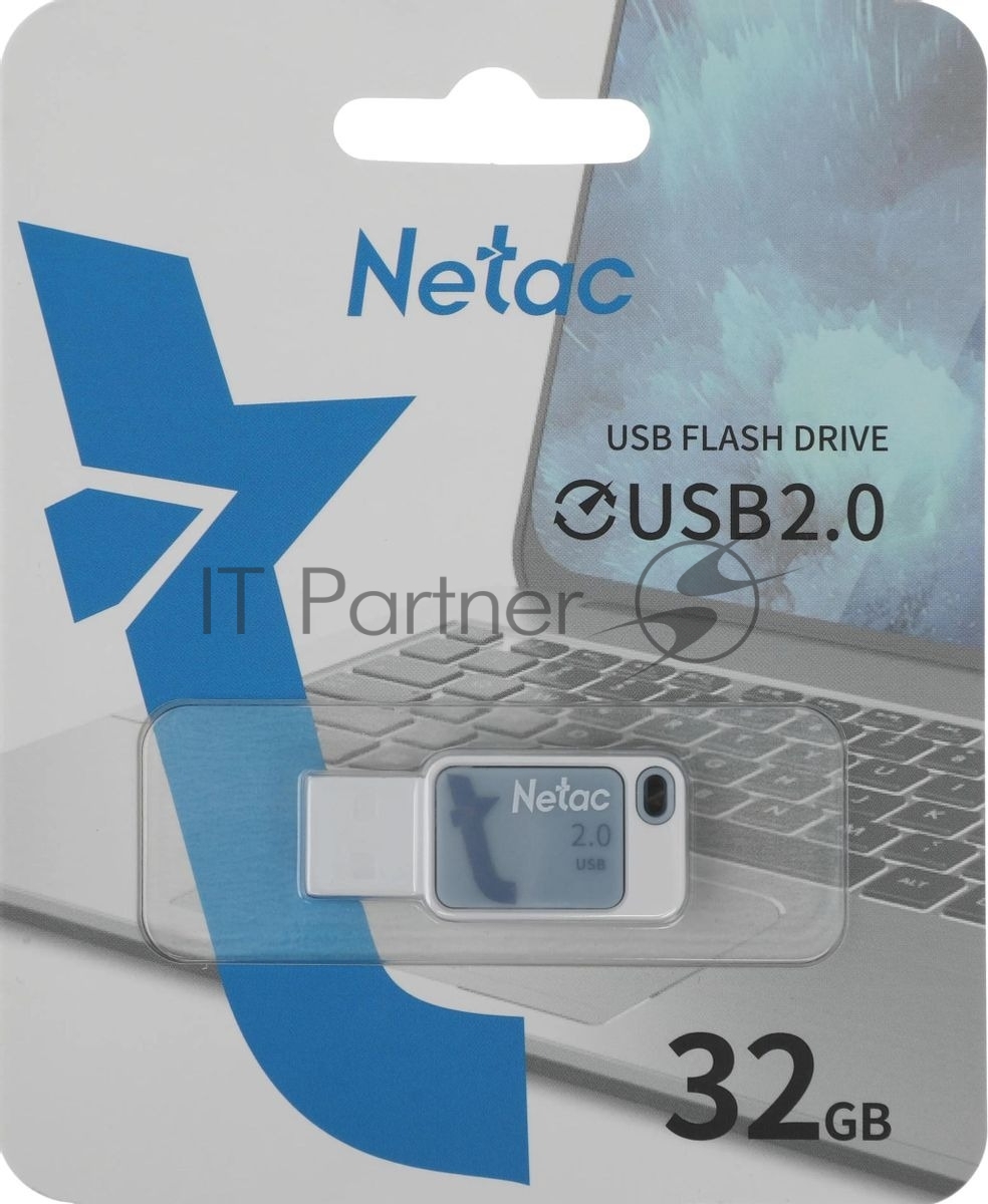 Флешка USB Netac UA31 (NT03UA31N-032G-20BL), 32Gb, USB 2.0, R/W 110/45, синий/белый