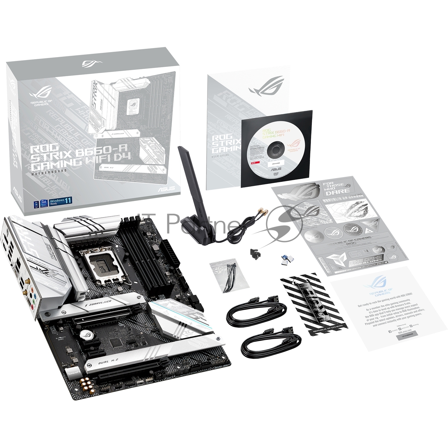 Материнская плата ASUS ROG STRIX B660-A GAMING WIFI D4, LGA 1700, Intel B660, 4xDDR4, 4xSATA, 3xM.2, 1xPCIe 5.0 x16, 1xPCIe 3.0 x4, 2xPCIe x1, 1xHDMI, 1xDP, 1x 2.5Gb LAN, 4xUSB 2.0, 2xUSB 3.2 Gen 1, 1xUSB-A 3.2 Gen 2, 1xUSB-C 3.2 Gen 1, 1xUSB-C 3.2 Gen 2x2, 5x3.5 мм, 7.1, ATX