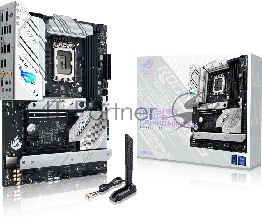 Материнская плата ASUS ROG STRIX B760-A GAMING WIFI, LGA 1700, Intel B760, 4xDDR5, 4xSATA, 3xM.2, 1xPCIe 5.0 x16, 1xPCIe 3.0 x4, 1xHDMI, 1xDP, 1x 2.5Gb LAN, 1xUSB-A 3.2 Gen 2, 2xUSB-A 3.2 Gen 1, 4xUSB 2.0, 5x3.5 мм, 7.1, Standard-ATX