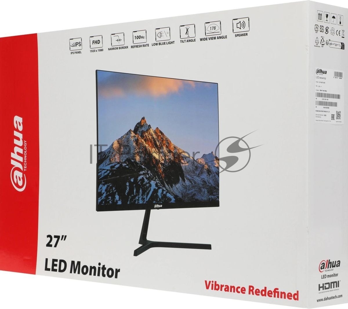 Монитор 27" Dahua DHI-LM27-B201S IPS 1920x1080, 100 Гц, 4 мс, 16:9, 250 кд/м2, 1xHDMI, 1xVGA, черный