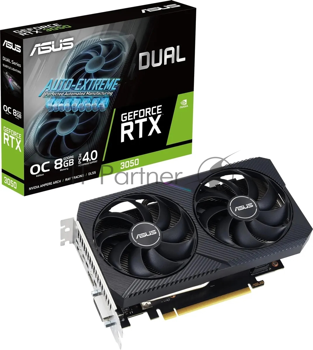 Видеокарта Asus NVIDIA GeForce RTX 3050 8192Mb DUAL-RTX 3050-O8G-V2 PCI-E 4.0 128 GDDR6 1822/14000 DVIx1 HDMIx1 DPx1 Ret
