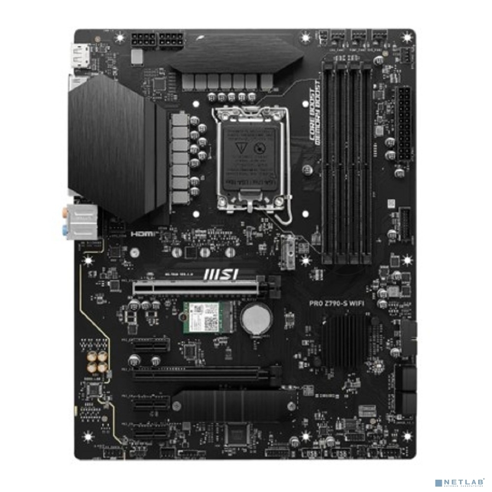 Материнская плата MSI PRO Z790-S WIFI, LGA 1700, ATX, 4xDDR5, 1xPCIe 5.0 x16, 4xM.2, 4xSATA, 1xHDMI, 1xDP, 2.5 Gigabit Ethernet, 7.1 аудио