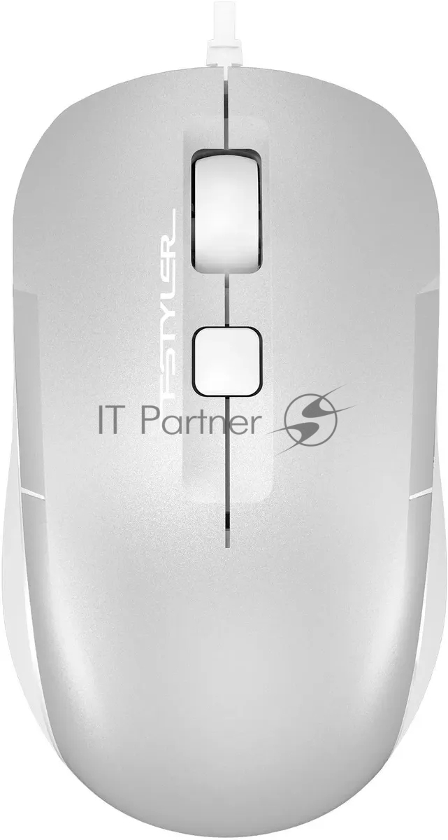 Мышь проводная A4Tech Fstyler FM26 серебристый/белый, 1600 dpi, USB, кнопки - 4