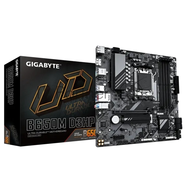 Материнская плата Gigabyte B650M D3HP, AM5, AMD B650, 4xDDR5, 4xSATA, 2xM.2, 1xPCI-E 4.0 x16, 1xPCI-E x1, 1xHDMI, 2xDP, 1x 2.5Gb LAN, 3xUSB-A 3.2 Gen 1, 2xUSB-A 2.0, 1xUSB-C 3.2 Gen 1, 3x3.5 мм, 7.1, Micro-ATX