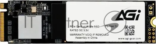 Накопитель SSD AGI AI298, 512Gb, PCIe 3.0 x4, M.2 2280, NVMe, R/W 2200/1300
