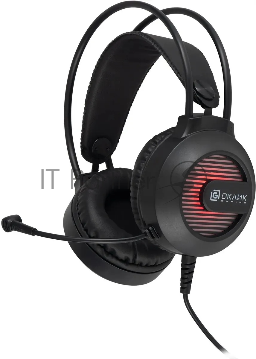 Гарнитура Oklick HS-L300G чёрный, проводная, 3.5 мм, подсветка