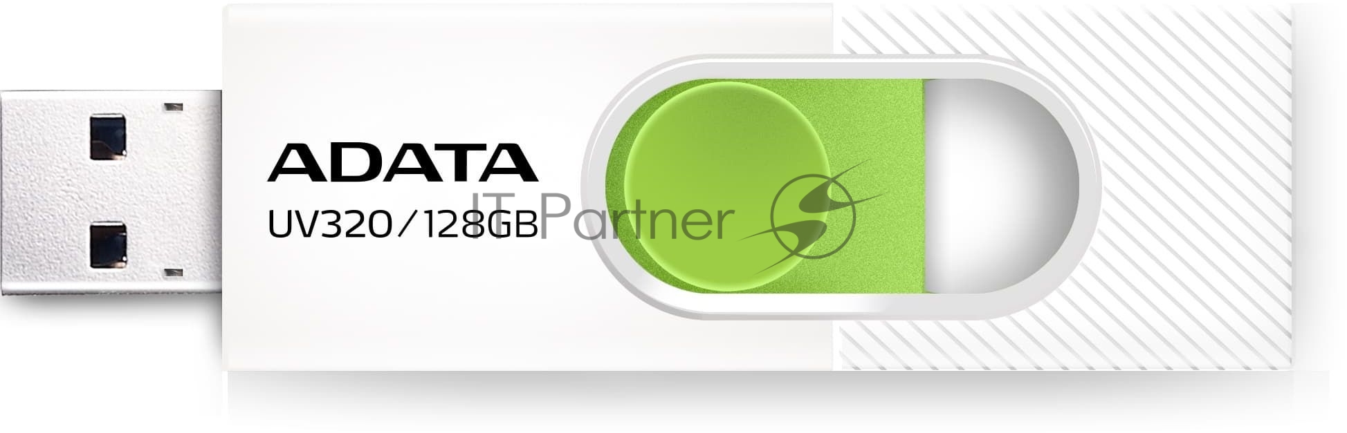 Флешка USB ADATA UV320 (AUV320-128G-RWHGN), 128Gb, USB 3.2 Gen1, R/W 100/30, белый/зеленый