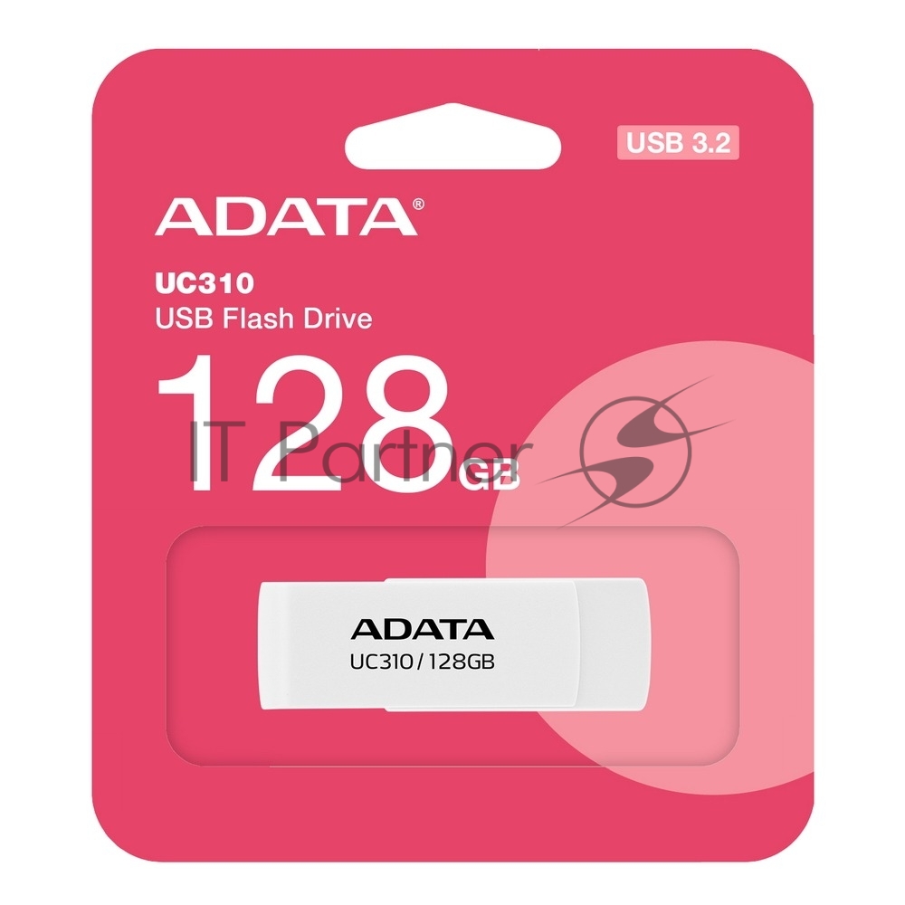 Флешка USB ADATA UC310 (UC310-128G-RWH), 128Gb, USB 3.2 Gen1, R/W 100/30, белый