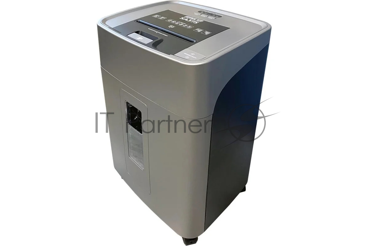 Шредер Office Kit SA375 серый/черный с автоподачей (секр.P-4) фрагменты 375лист. 42лтр. скрепки скобы пл.карты CD