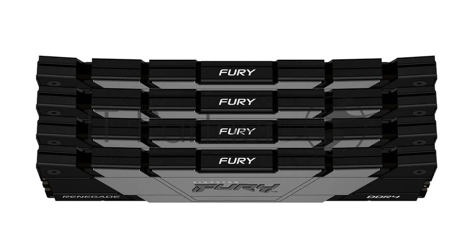 Оперативная память Kingston Fury Renegade, DDR4, 64GB (4x16GB), 3200MHz, CL16, DIMM, радиатор, черный