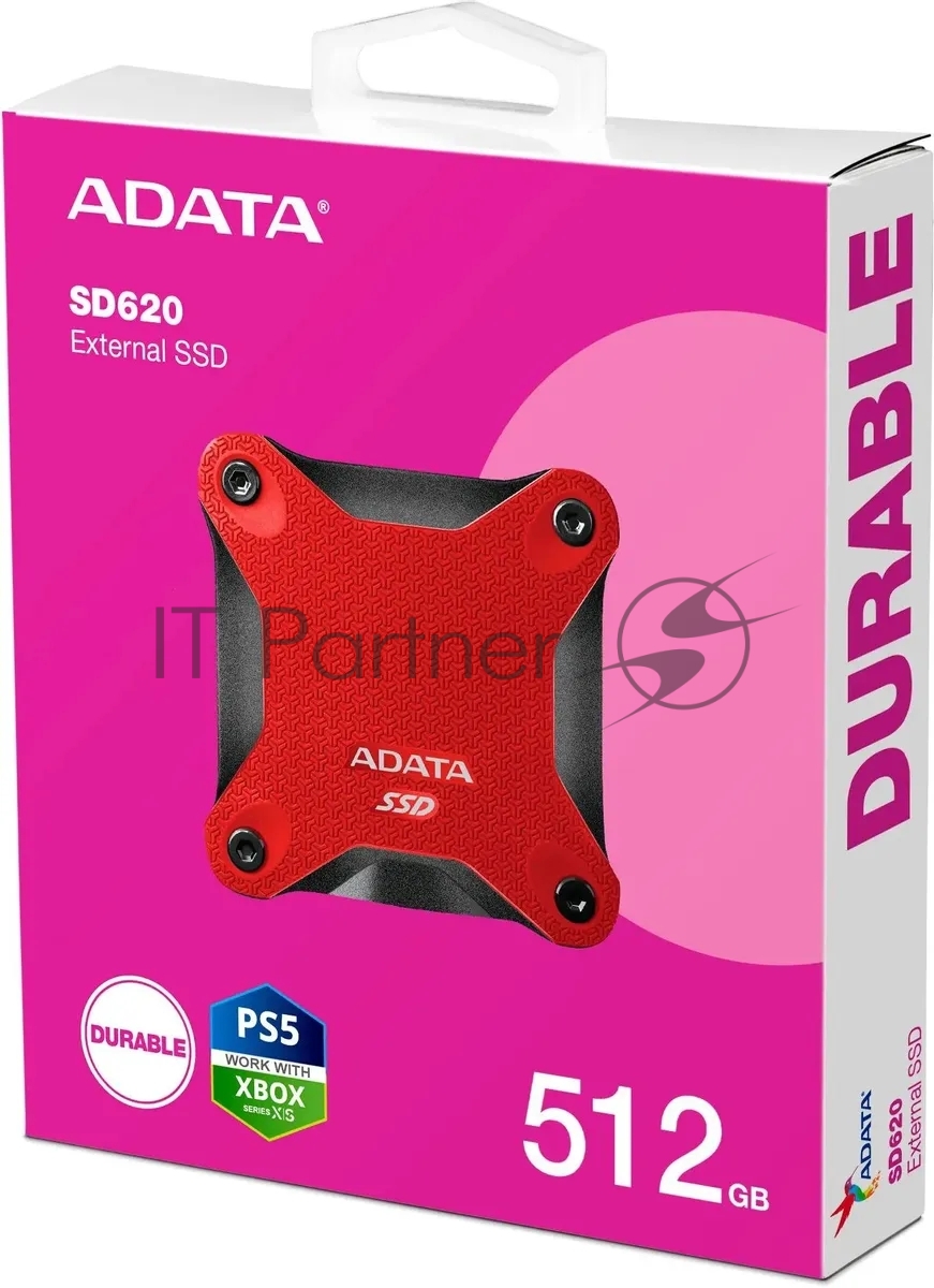 Внешний SSD ADATA SD620, 512Gb, USB 3.2 Gen 2 Type-A, R/W 520/460, красный