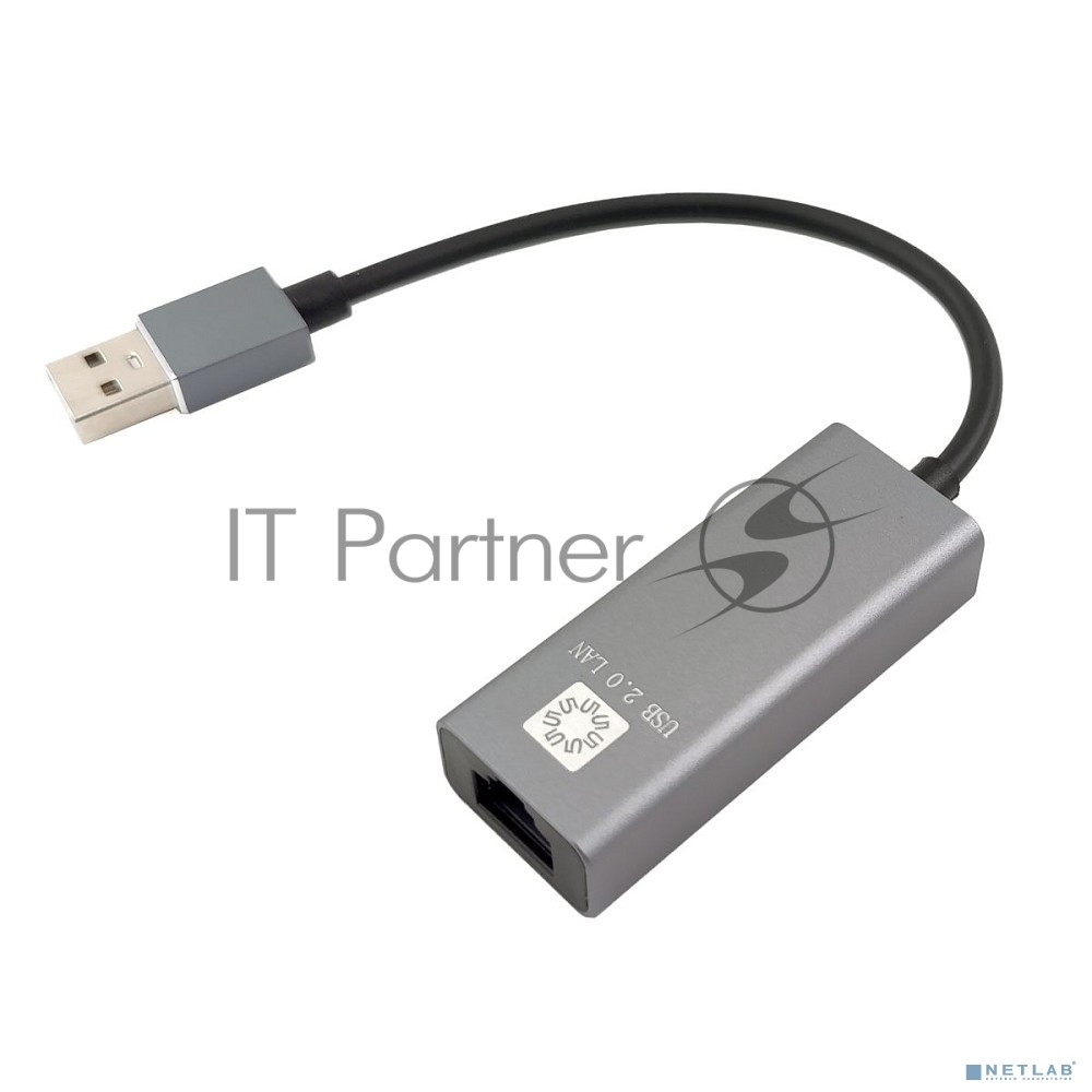 Кабель-адаптер 5bites UA2-45-15BK USB2.0, RJ45 100MB, AL, серый