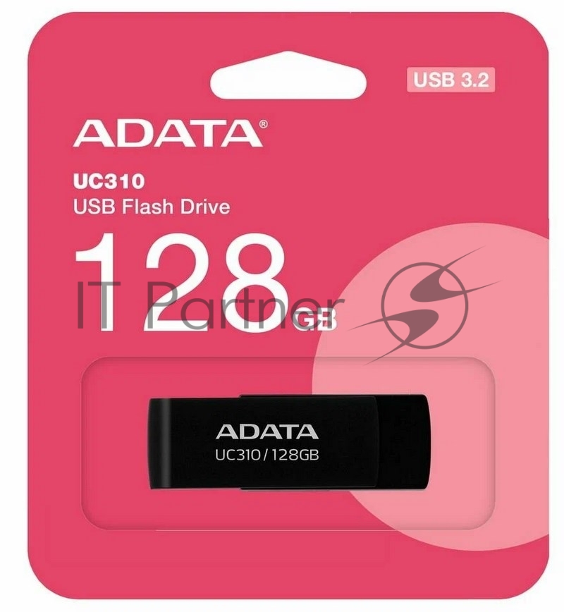 Флешка USB ADATA UC310 (UC310-128G-RBK), 128Gb, USB 3.2 Gen 1, R/W 100/30, черный
