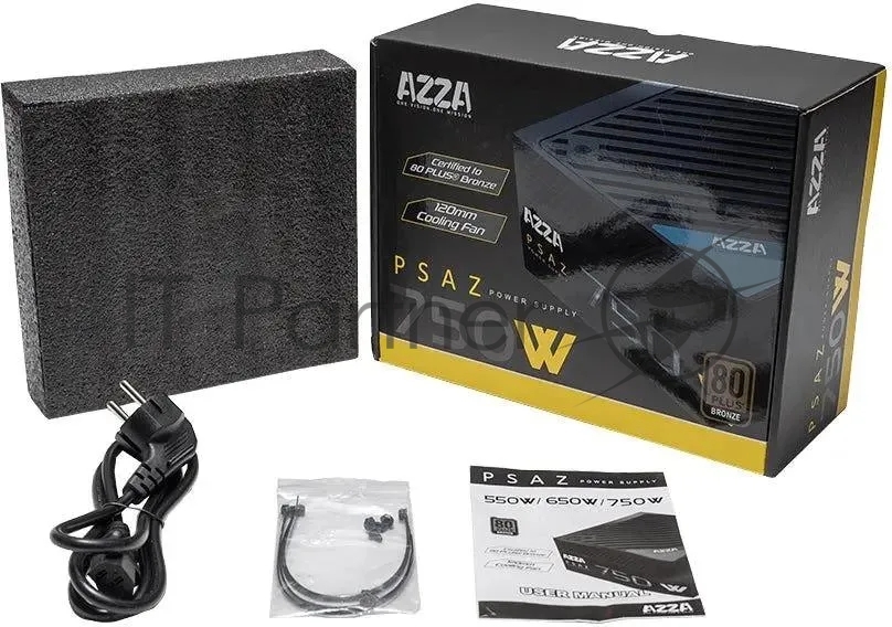 Блок питания, Azza, PSAZ-750W, 750Вт, 80 PLUS bronze, 120мм, черный