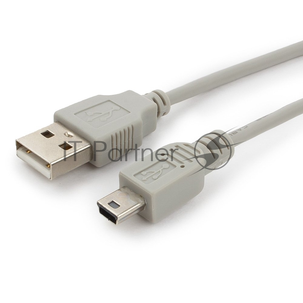 Кабель USB2.0 Cablexpert CC-USB2-AM5P-3-N, AM/MiniUSB, медь, экран, Pro, 0.9м серый, пакет