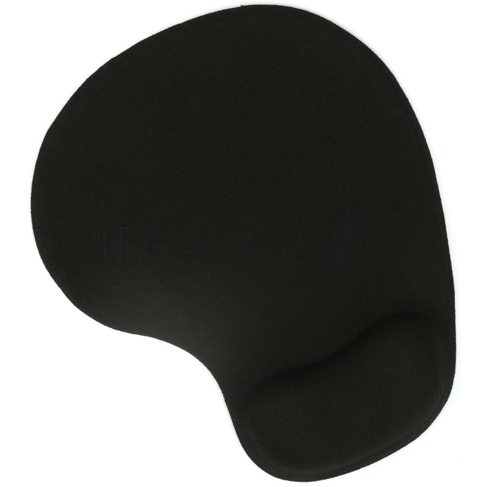 Коврик для мыши с подушкой под запястье Gembird MP-WR-BLACK, черный, 225х195х5мм, ткань/резина, блистер