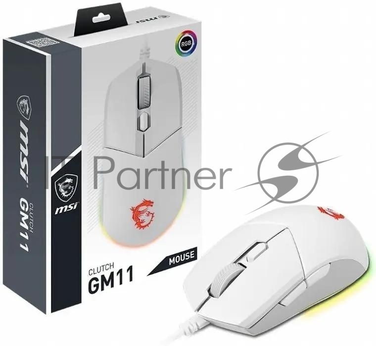 Мышь проводная MSI Clutch GM11 белый, 5000 dpi, USB, кнопки - 6