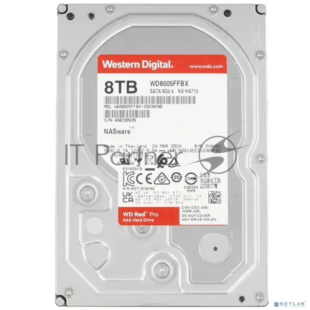 Жесткий диск WD SATA-III 8Tb WD8005FFBX NAS Red Pro (7200rpm) 256Mb 3.5"