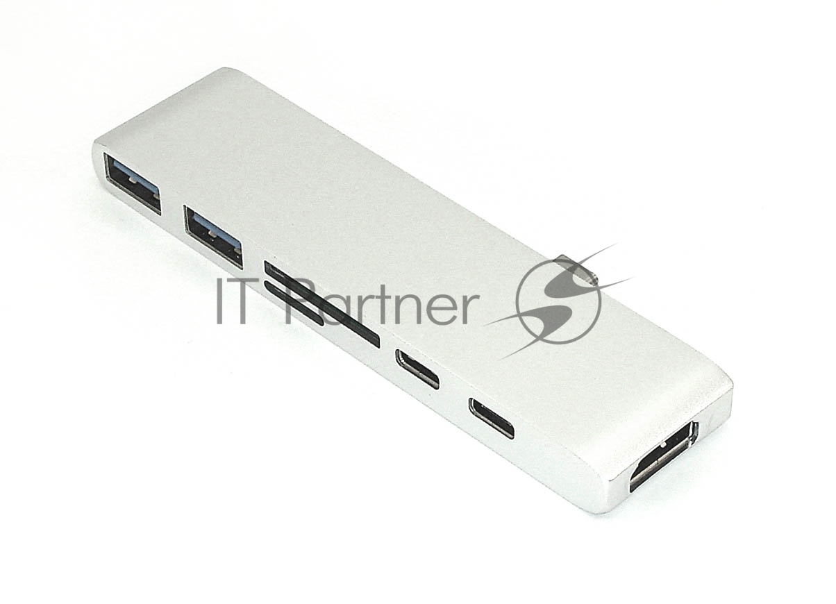 Адаптер Type-C на HDMI, USB 3.0*2 + Type-C* 2 + SD/TF для MacBook, серебро