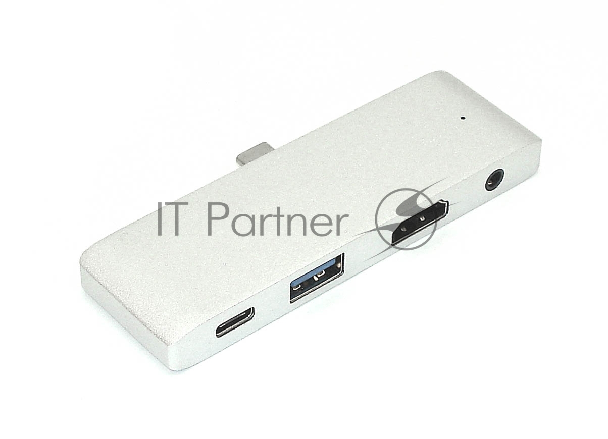 Адаптер Type-C на HDMI, USB 3.0 + Audio 3,5 + Type-C, серебро