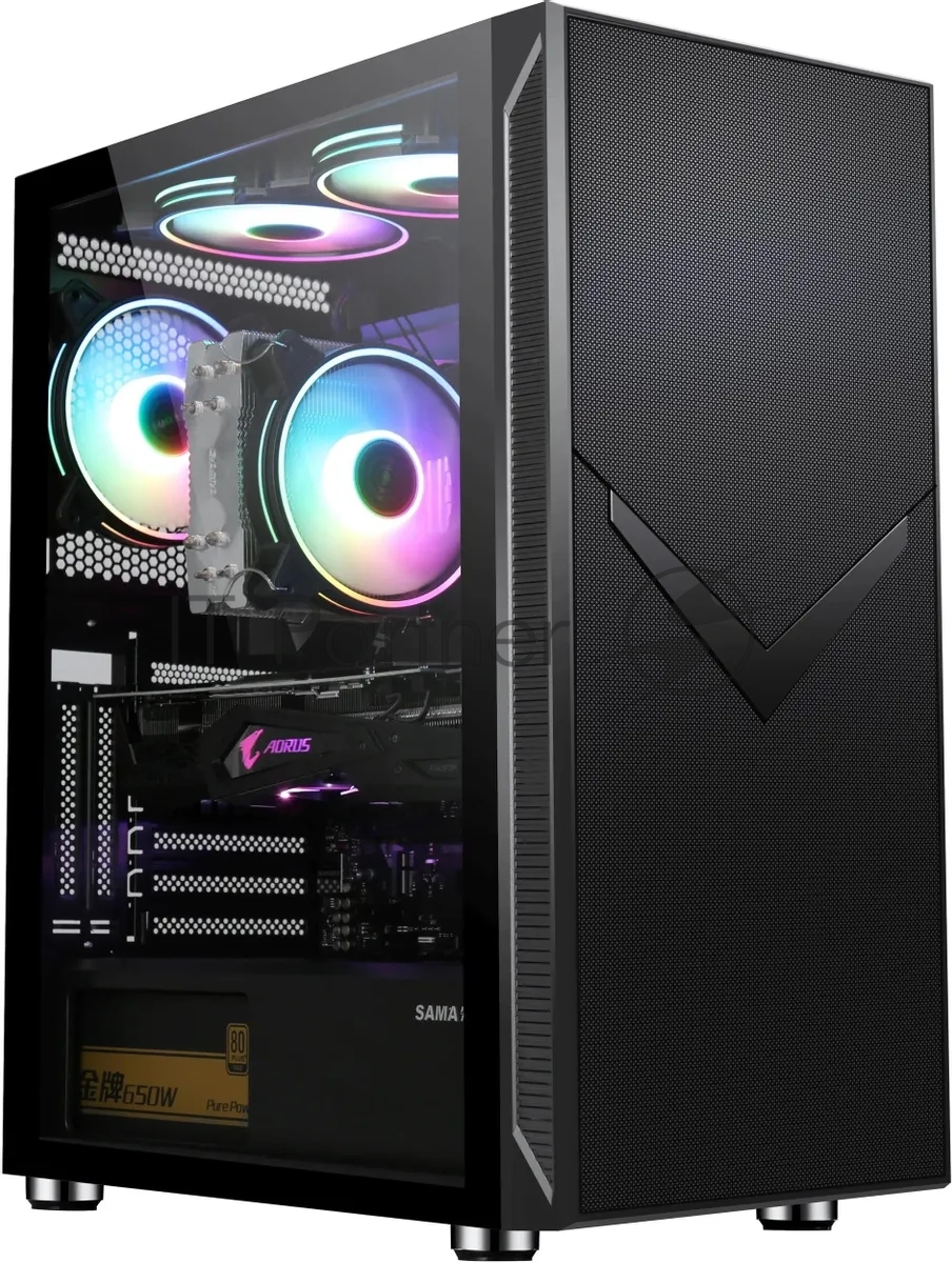 Компьютерный корпус Accord 3501 черный без БП ATX 2xUSB 2.0 1xUSB 3.0 1xUSB3.1 audio bott PSU