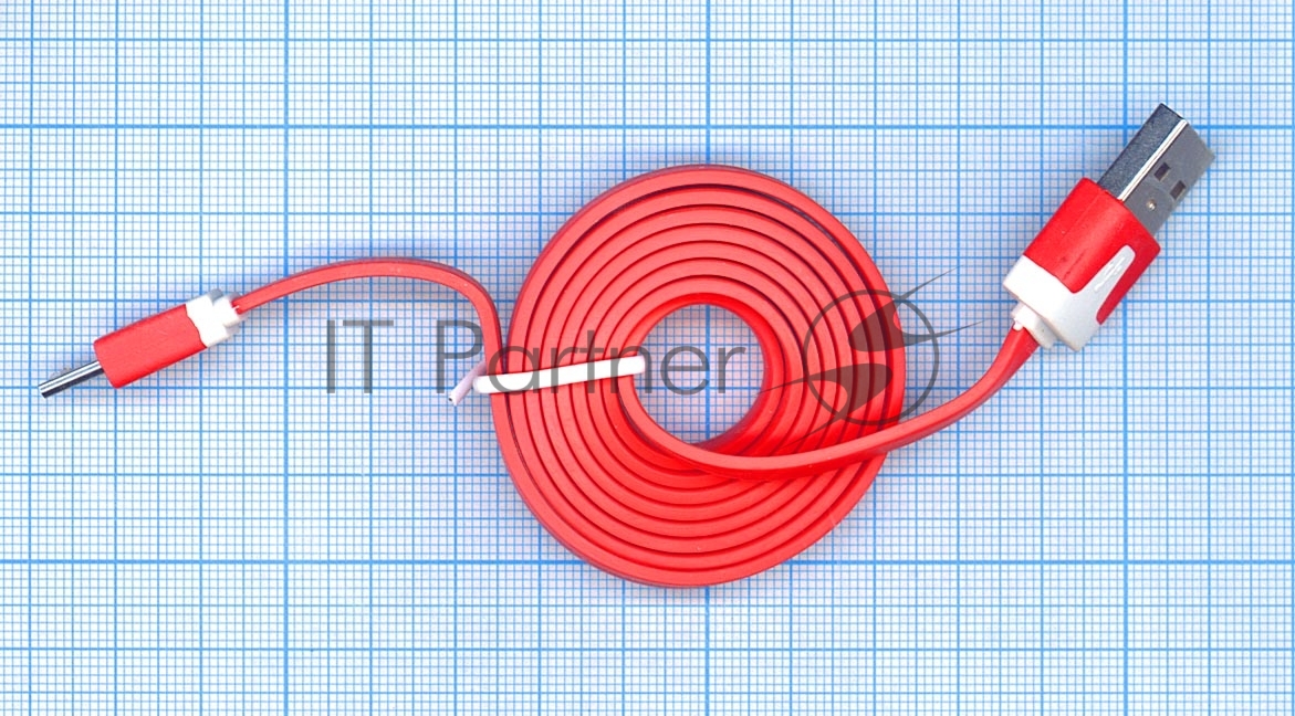 Плоский кабель Color USB-microUSB 1.0m USB-2.0 Red (Красный)