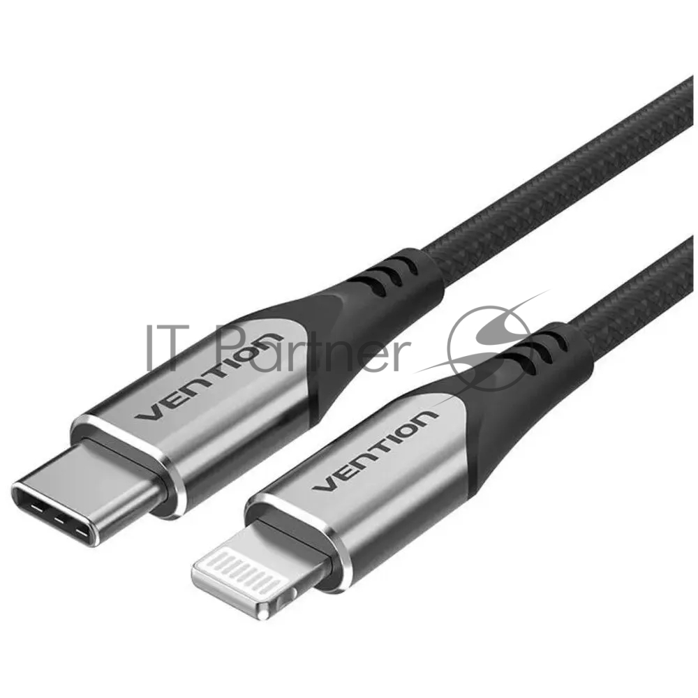 Кабель Vention USB 2.0 CM/Lightning 8M для iPad/iPhone - 1м. Серебристый
