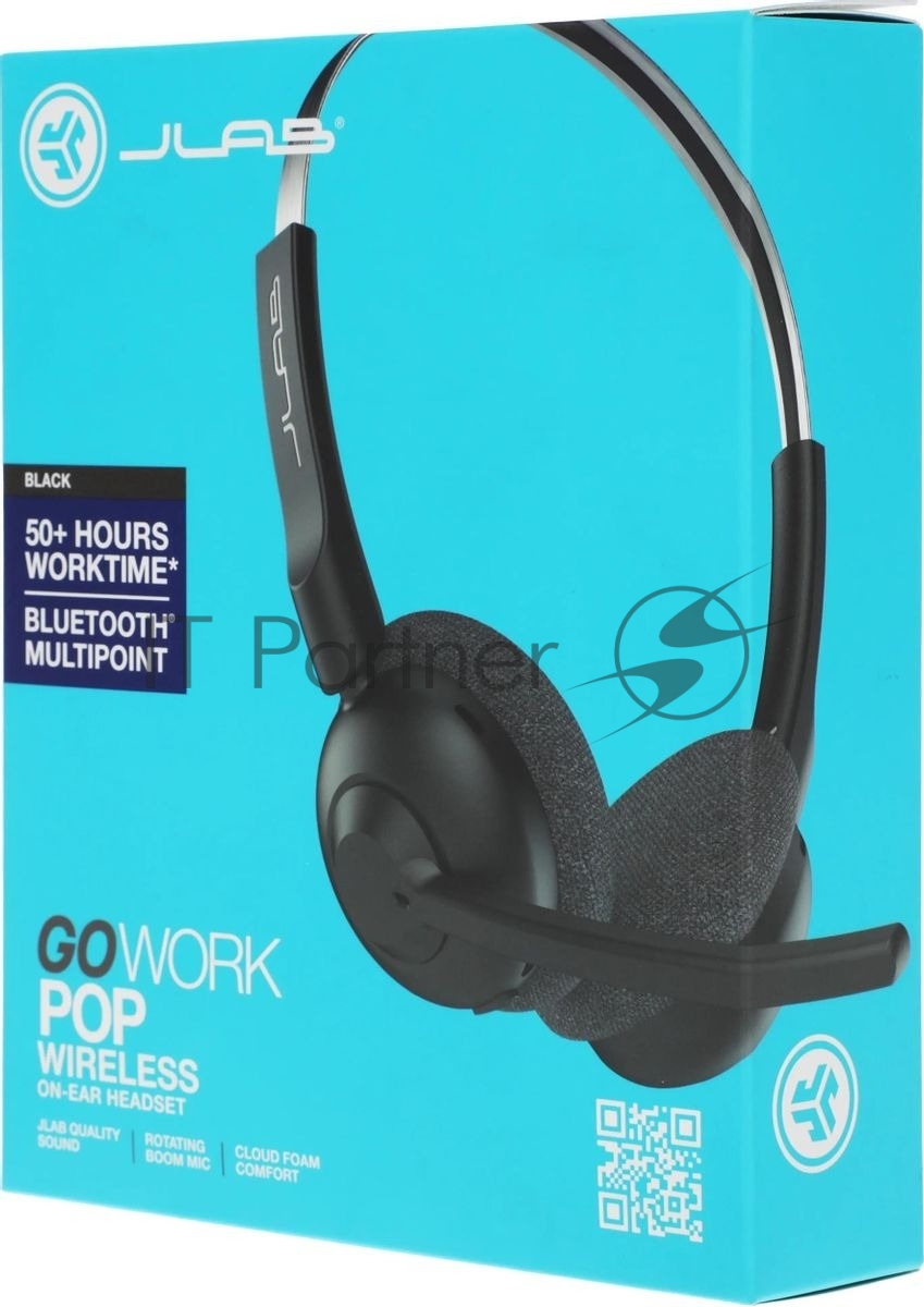 Гарнитура JLab GO Work Pop Wireless Headphones чёрный, беспроводная, Bluetooth, до 50 ч