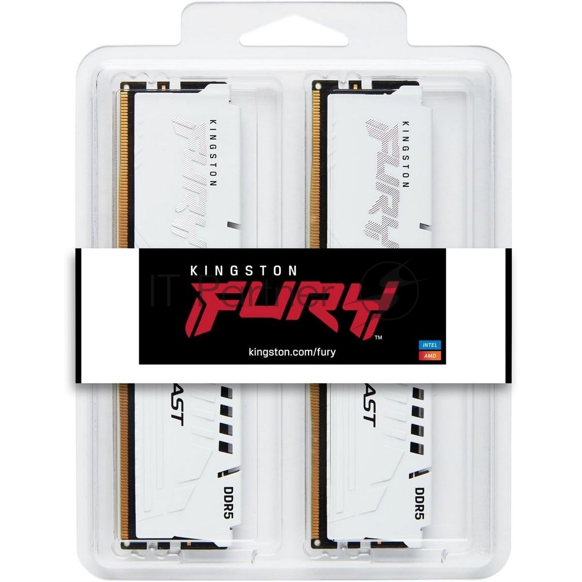 Оперативная память Kingston Fury Beast, DDR5, 32Gb (2x16GB), 6000MHz, CL36, DIMM, с радиаторами, белый