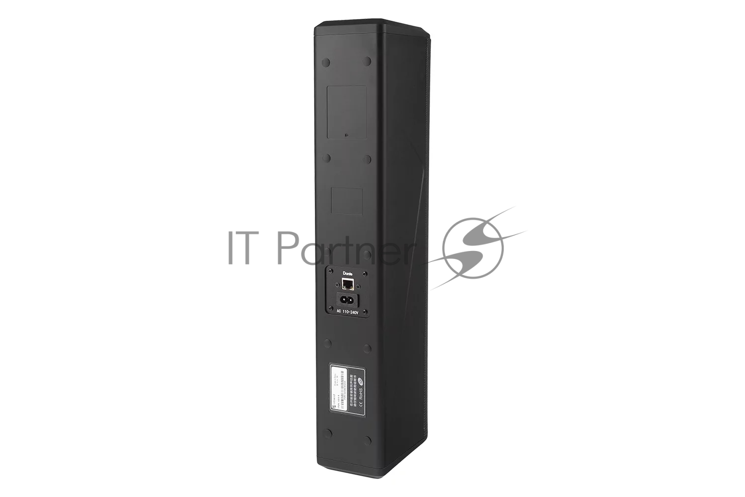 Звуковая колонна Intrend ITSPK-43DA-B активная 4x3", усилитель 2х120 Вт, входы DANTE + аналоговый (тюльпан), SPL 107dB, 80Hz18kHz, 20°х120° (VхH), вес 5.3кг, черный, крепление в комплекте, (цена за 1шт., продается парами)