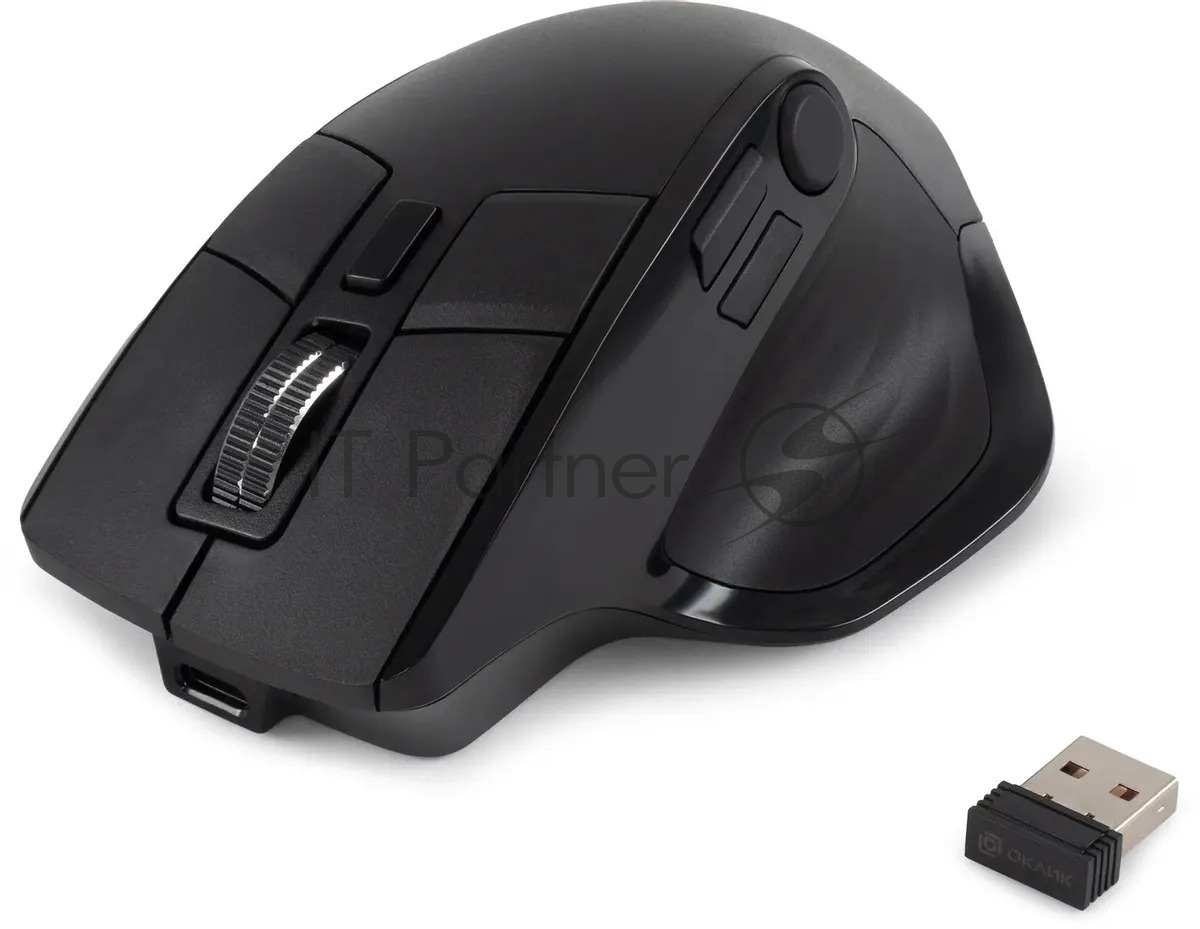 Мышь беспроводная Oklick 502MW черный, 2400 dpi, радиоканал, Bluetooth, USB, кнопки - 9