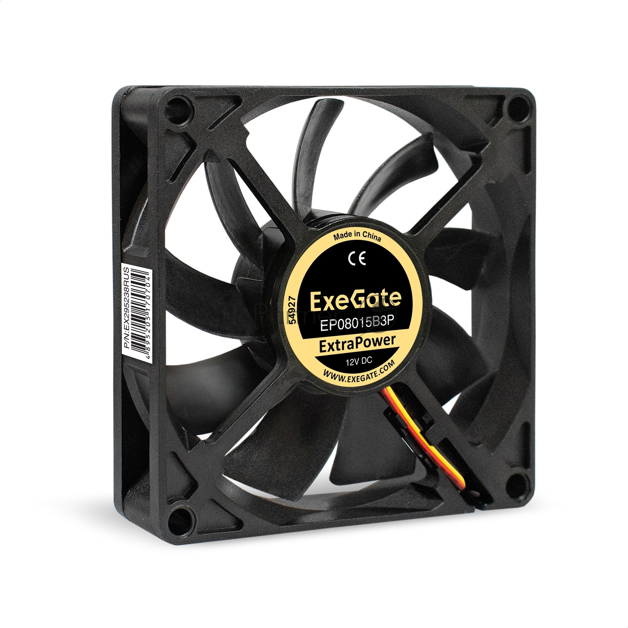 Вентилятор для корпуса ExeGate ExtraPower EP08015B3P черный, 80 мм, 2600 об/мин, 26 дБ, 3 pin