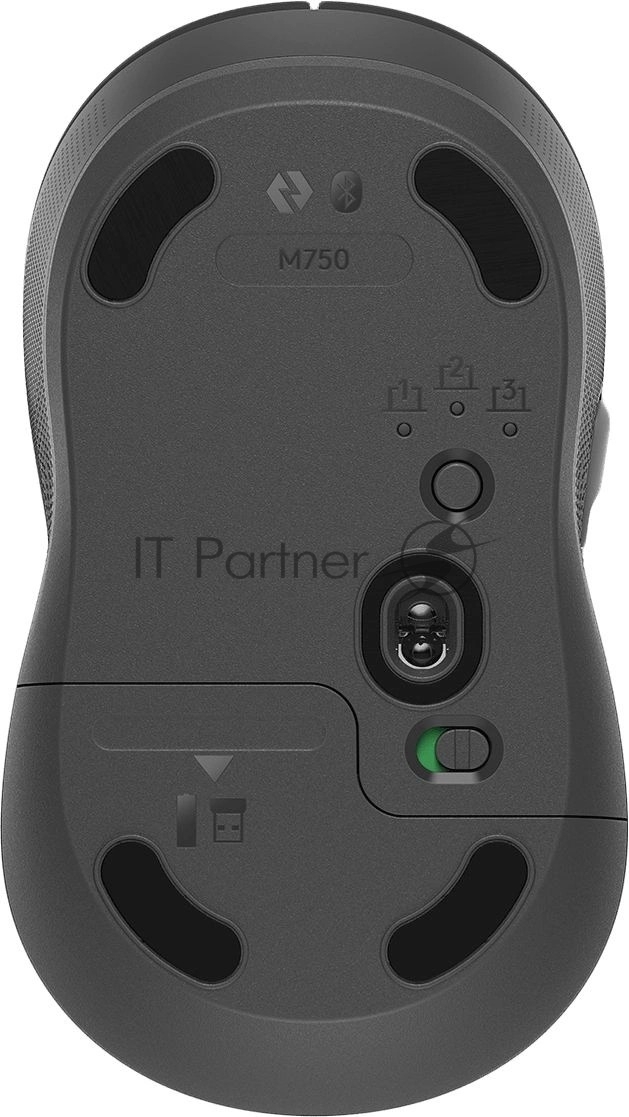 Мышь беспроводная Logitech M750 графитовый, 4000 dpi, радиоканал, Bluetooth, USB, кнопки - 5