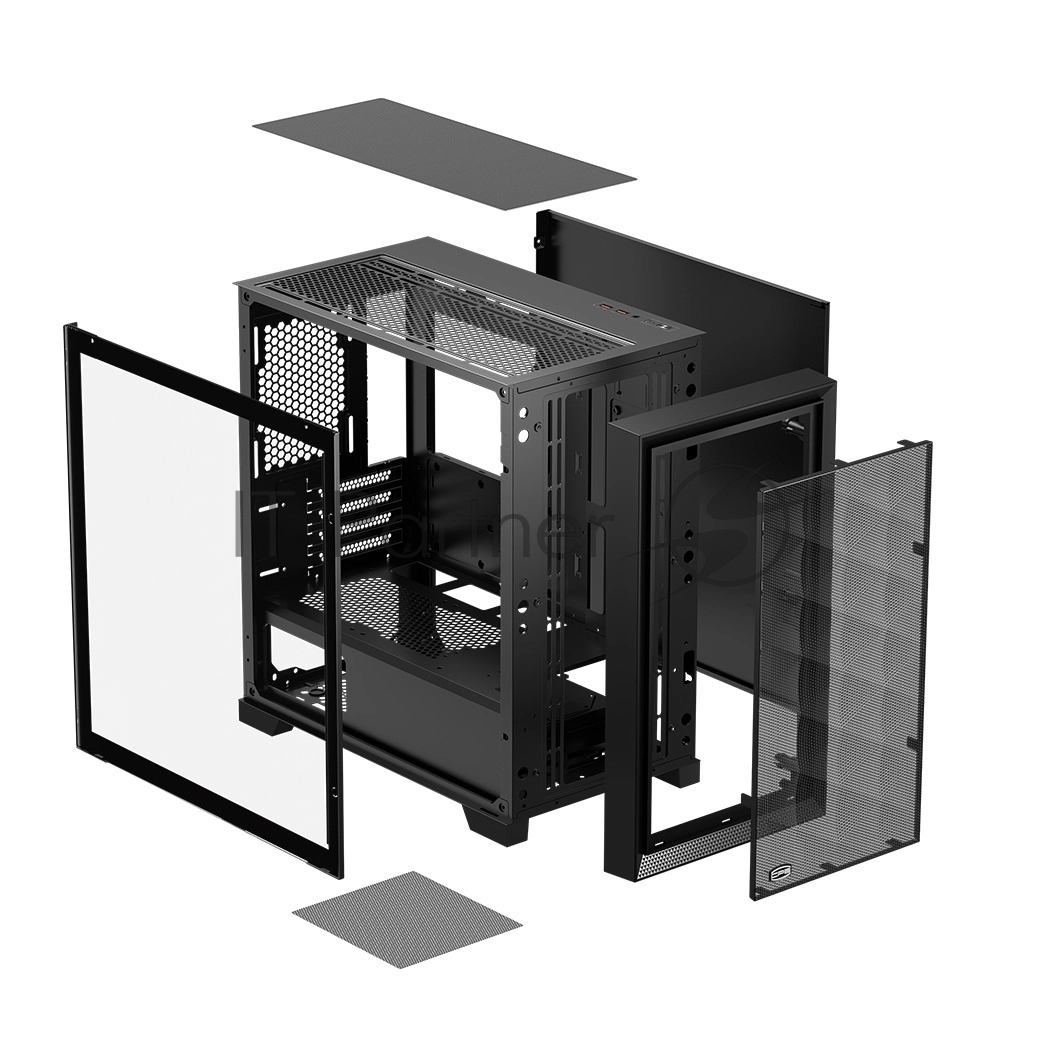 Компьютерный корпус без блока питания PCCooler C3D310 BK, Mesh Mid Tower, Black, TG, 0.6 SPCC, no fans mATX, mITX 165/350/200мм 3x2.5", 2x3.5", 4xPCI 2xUSB-A 3.0 406x220x410mm
