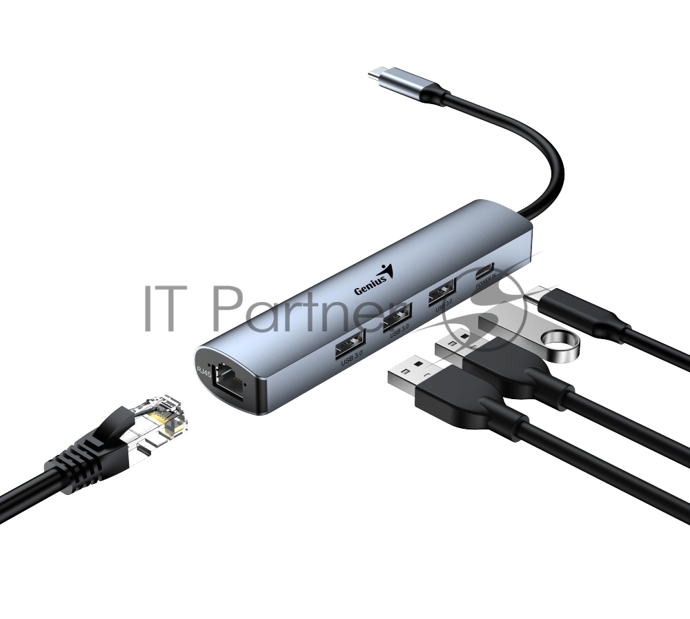 USB-концентратор Genius UH-545, USB Type-C, USB/RJ45, USB Type-C