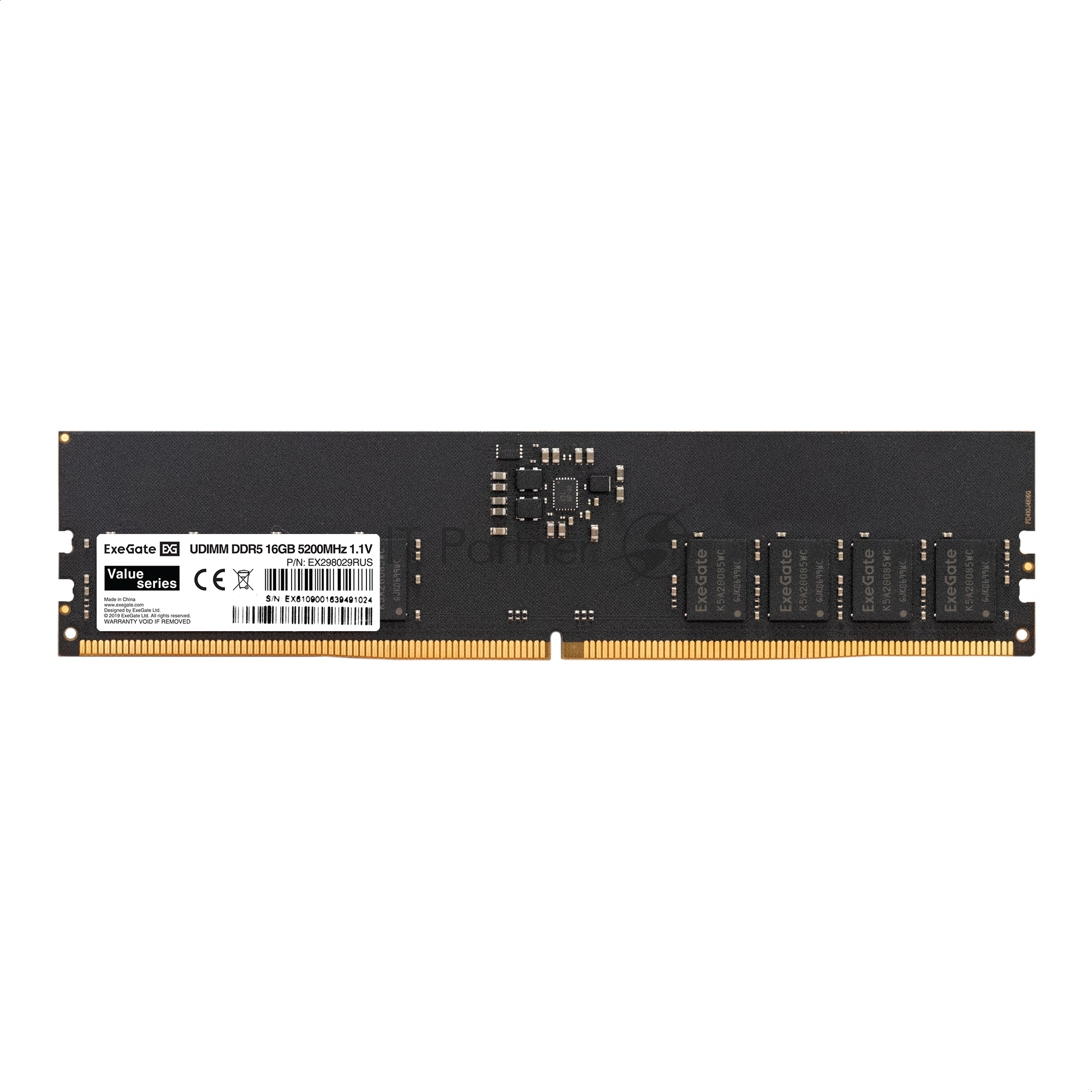 Оперативная память ExeGate, DDR5, 16Gb (1x16 Gb), 5200 MHz, CL42, DIMM, OEM
