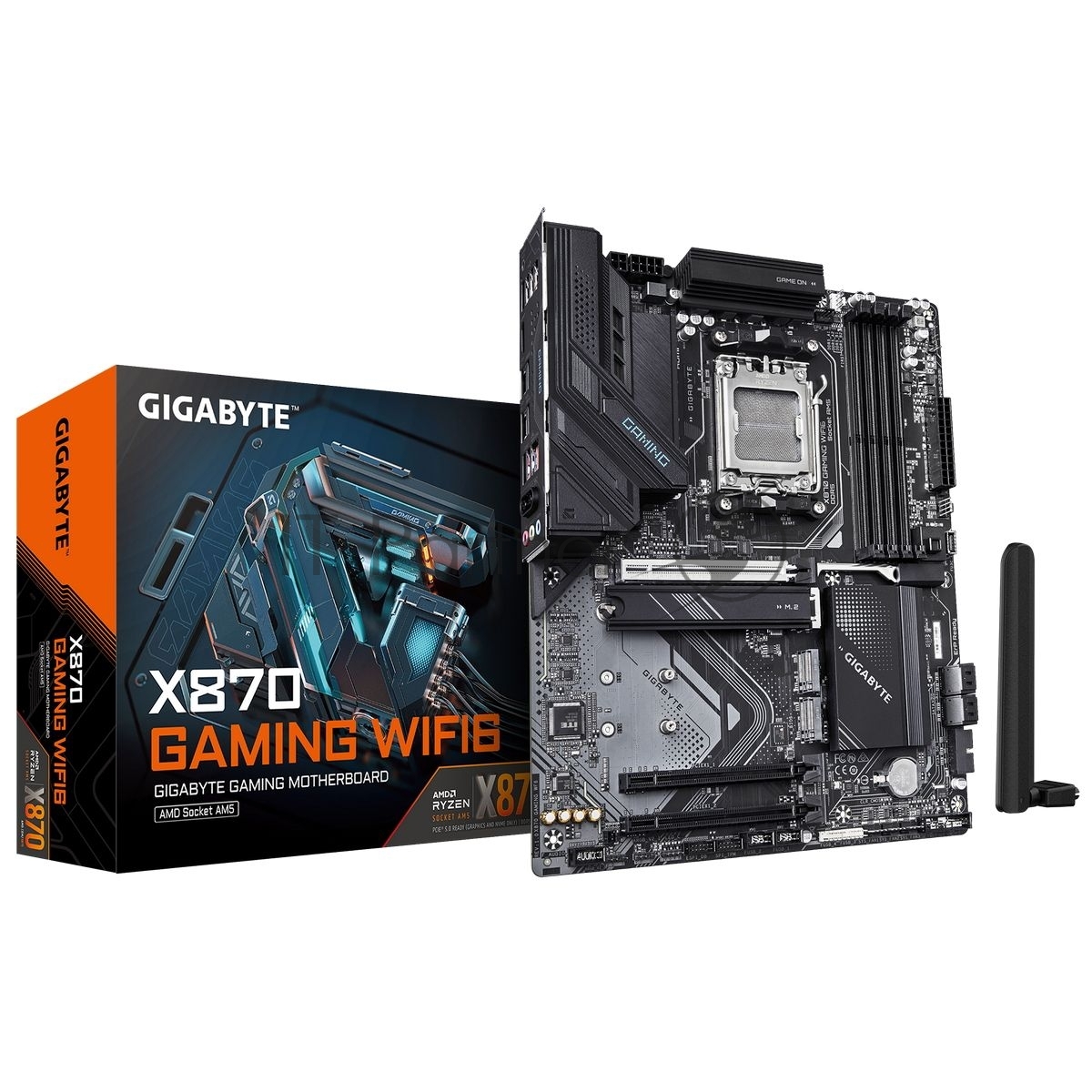 Материнская плата Gigabyte X870 GAMING WIFI6, AM5, AMD X870, 4xDDR5, 4xSATA, 3xM.2, 1xPCIe 5.0 x16, 2xPCIe 3.0 x1, 1xHDMI, 2xUSB-C (DisplayPort Alt Mode), 1x2.5Gb LAN, Wi-Fi 6, Bluetooth 5.3, 2xUSB-C 40Gbps, 1xUSB-A 10Gbps, 3xUSB-A 5Gbps, 4xUSB-A 2.0, 3x3.5 мм, 7.1, ATX