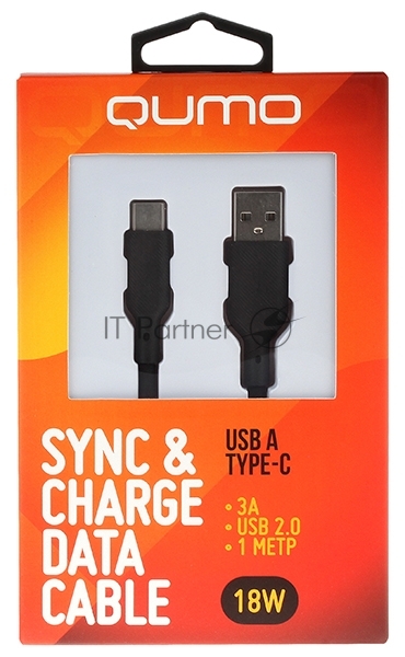 Кабель USB-A to Type-C, silica gel, 1м, 3A, 18W черный