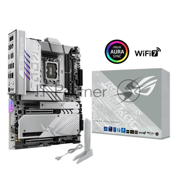Материнская плата ASUS ROG MAXIMUS Z890 APEX, LGA 1851, Intel Z890, 2xDDR5, 4xSATA, 4xM.2, 1xPCIe 5.0 x16, 1xPCIe 5.0 x8, 2xUSB-C Thunderbolt 4, 1xUSB-C 20Gbps, 4xUSB-A 10Gbps, 4xUSB-A 5Gbps, 1x 5Gb LAN, 2x3.5 мм, 7.1, ATX