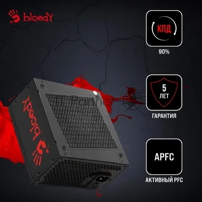 Блок питания Bloody BD-PS1000G, 1000Вт, 80 PLUS Gold, 140мм, модульный, черный