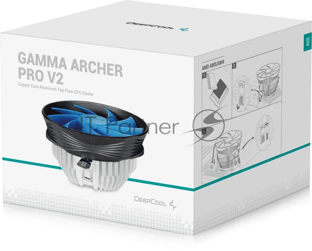 Кулер для процессора DEEPCOOL GAMMA ARCHER PRO V2 черный/синий, 120 мм, алюминий/медь, 1600 об/мин, 21 дБ, 4 pin, 110 Вт, 65.5 мм