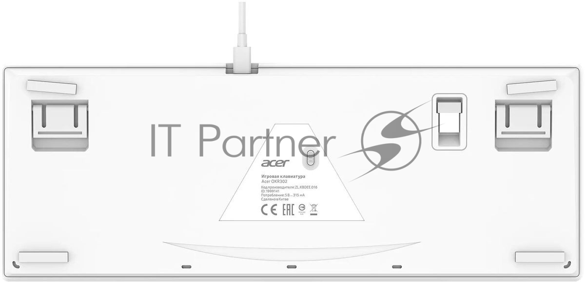 Клавиатура беспроводная Acer OKR302 (ZL.KBDEE.016), USB, Bluetooth/Радиоканал, белый
