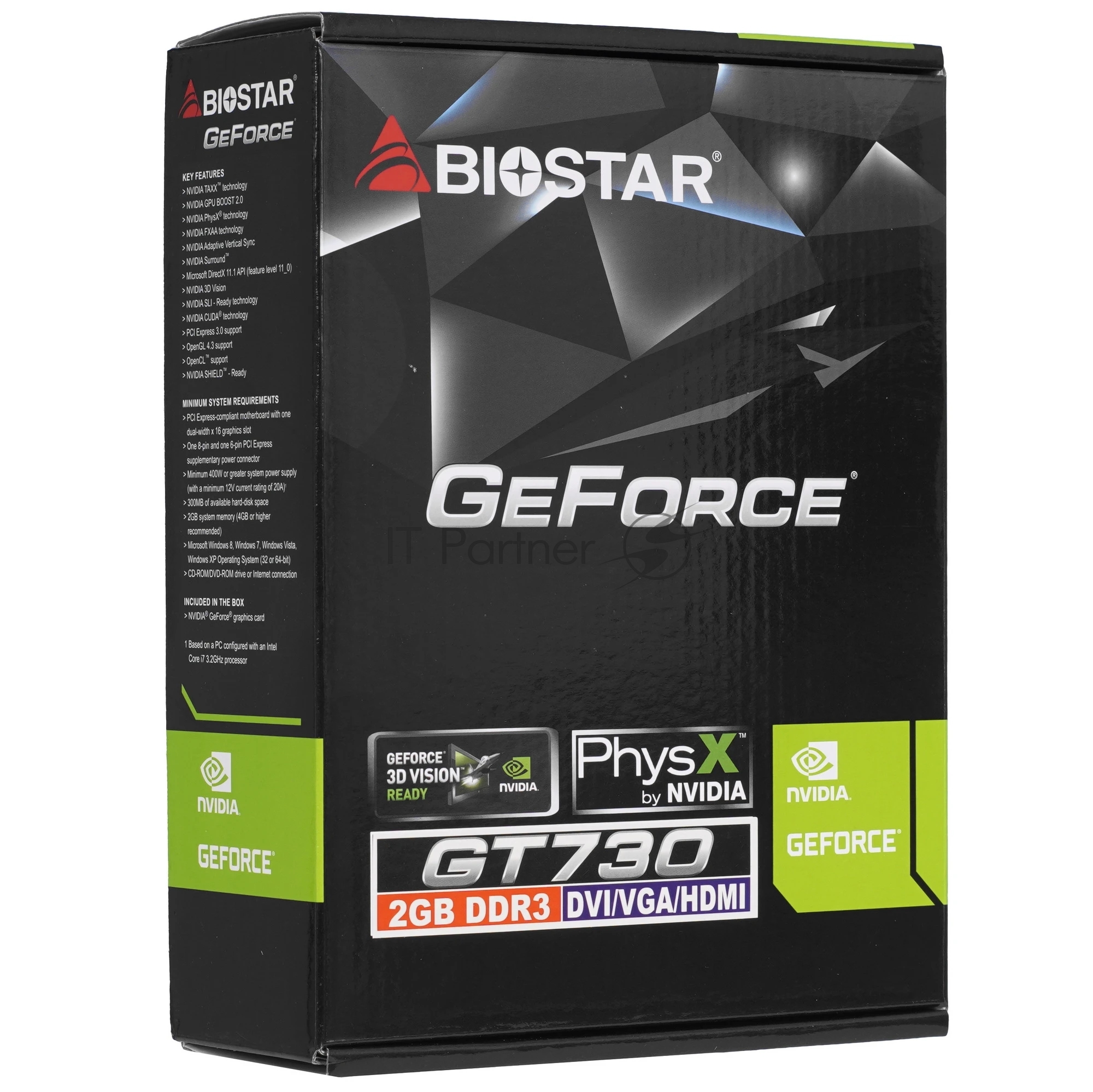 Видеокарта Biostar NVIDIA GeForce GT 730 2Gb PCI-E GT730-2Gb D3 LP (GF108) 128bit GDDR3 700/1333 DVIx1 HDMIx1 CRTx1 HDCP Ret low profile