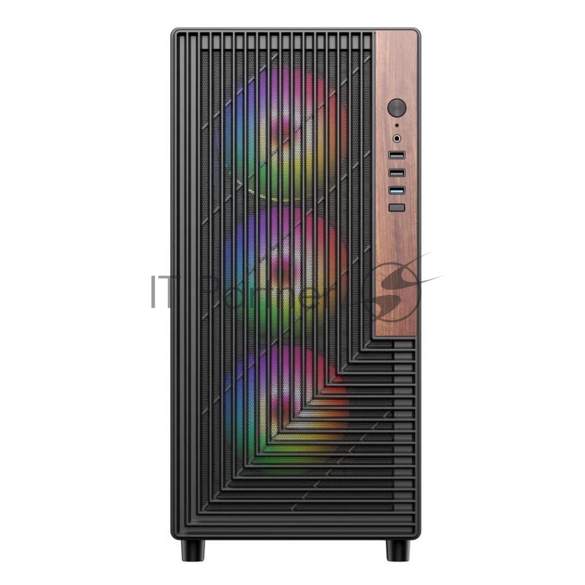 Компьютерный корпус ACD Citadel 101 ATX, черный, USB 3.0x1 + USB 2.0x2 + HD AUDIO, 1x12 см H1 argb fan at rear, 3x12см H1 argb fas at front, TG