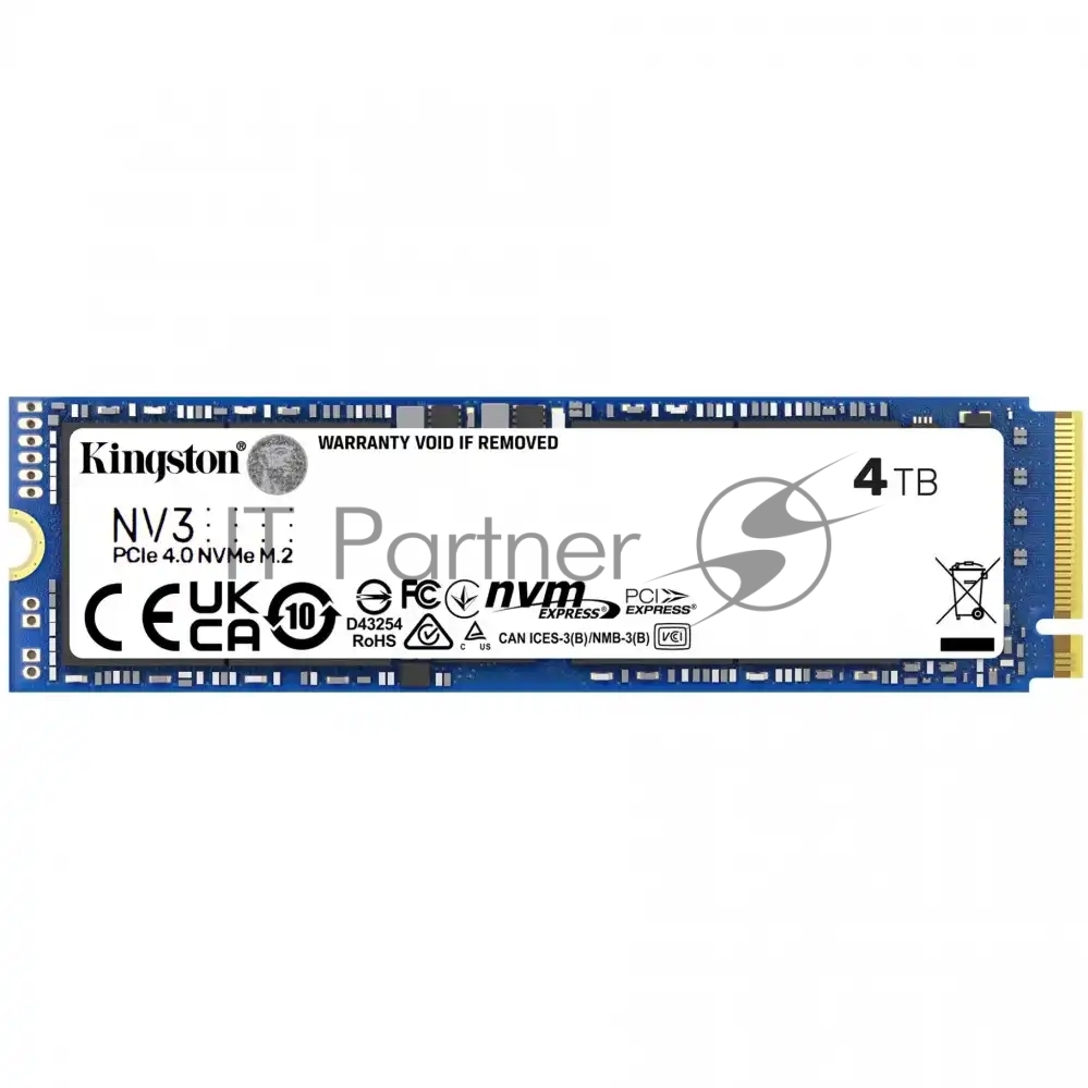 Накопитель SSD Kingston NV3, 4000Gb, M.2 2280, PCIe 4.0 x4, NVMe, R/W 6000/5000
