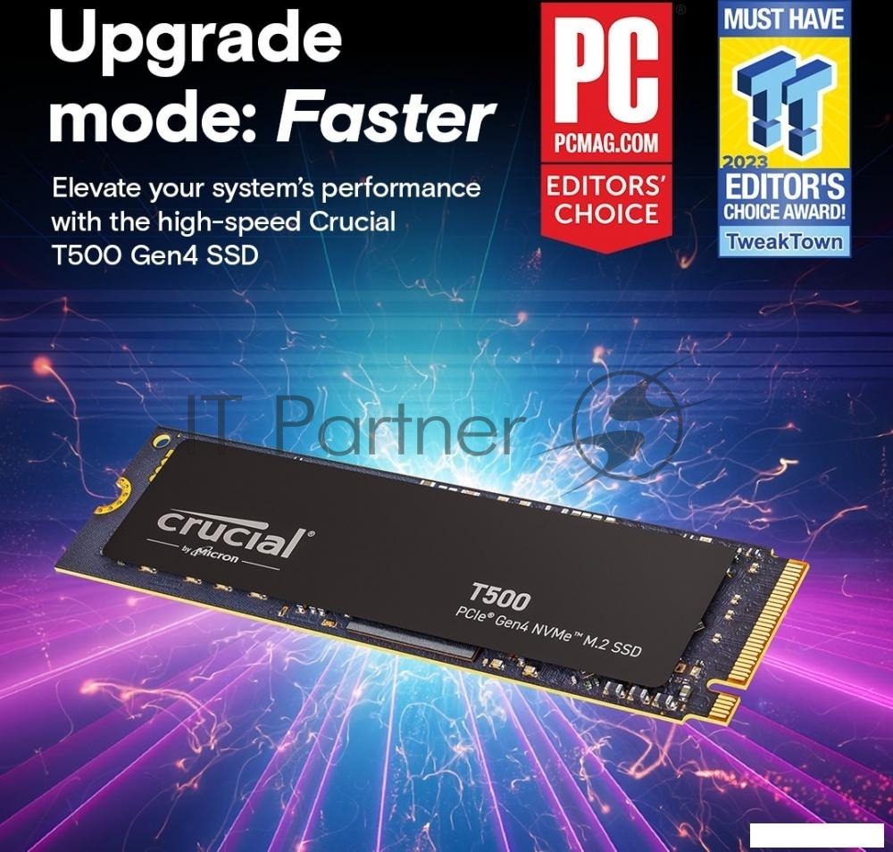Накопитель SSD Crucial T500, 2Tb, M.2 2280, PCIe 4.0 x4, NVMe, R/W 7400/7000